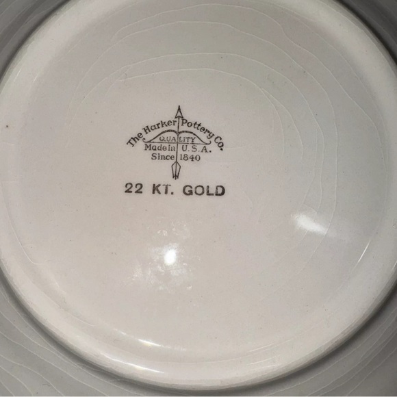 Harker Pottery Co Square Floral Design Dessert Plates Set Of 6 22KT Gold Trim - Picture 4 of 7